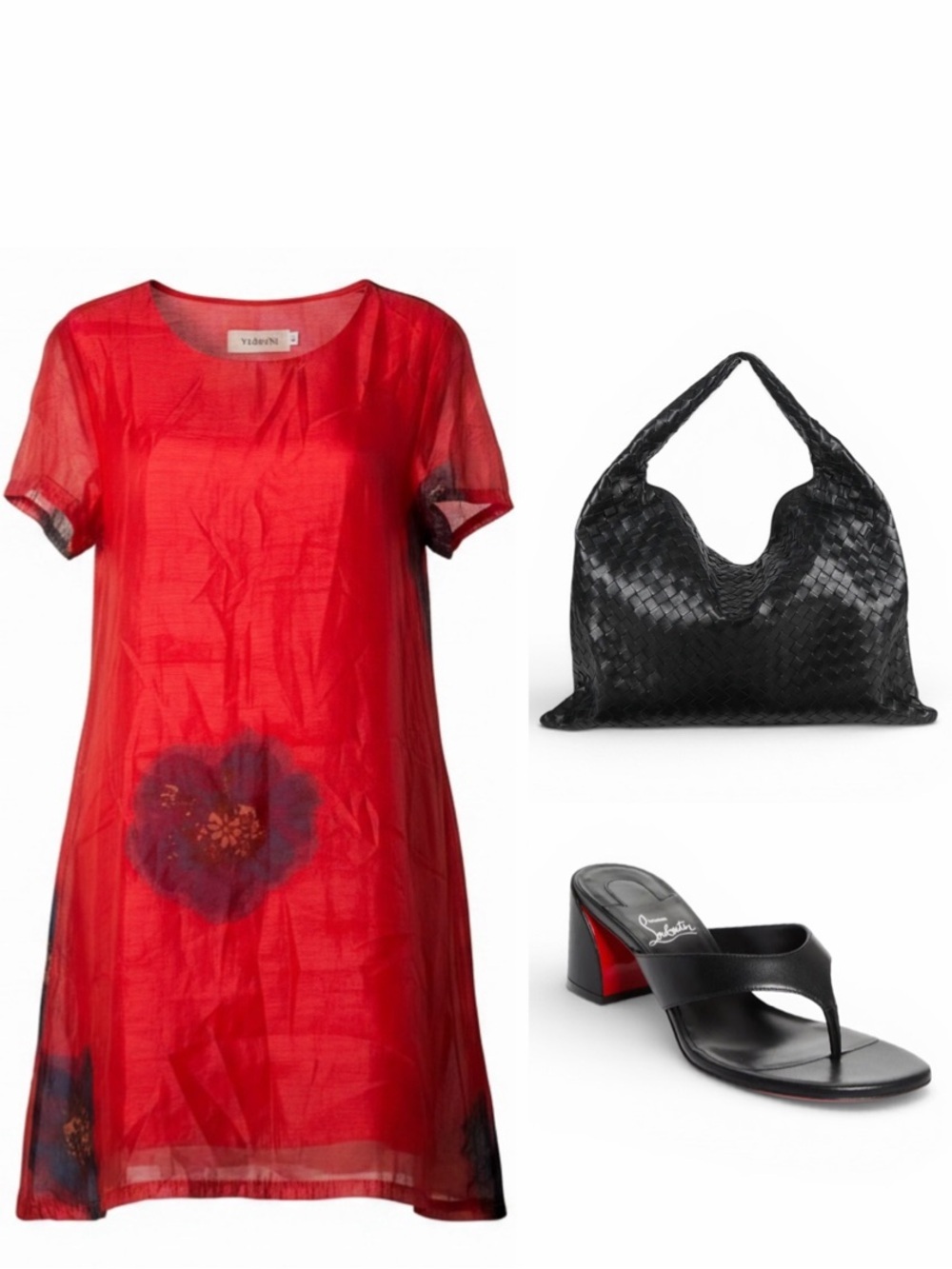 Red Floral Shift Dress Size XL - Picture 6 of 6